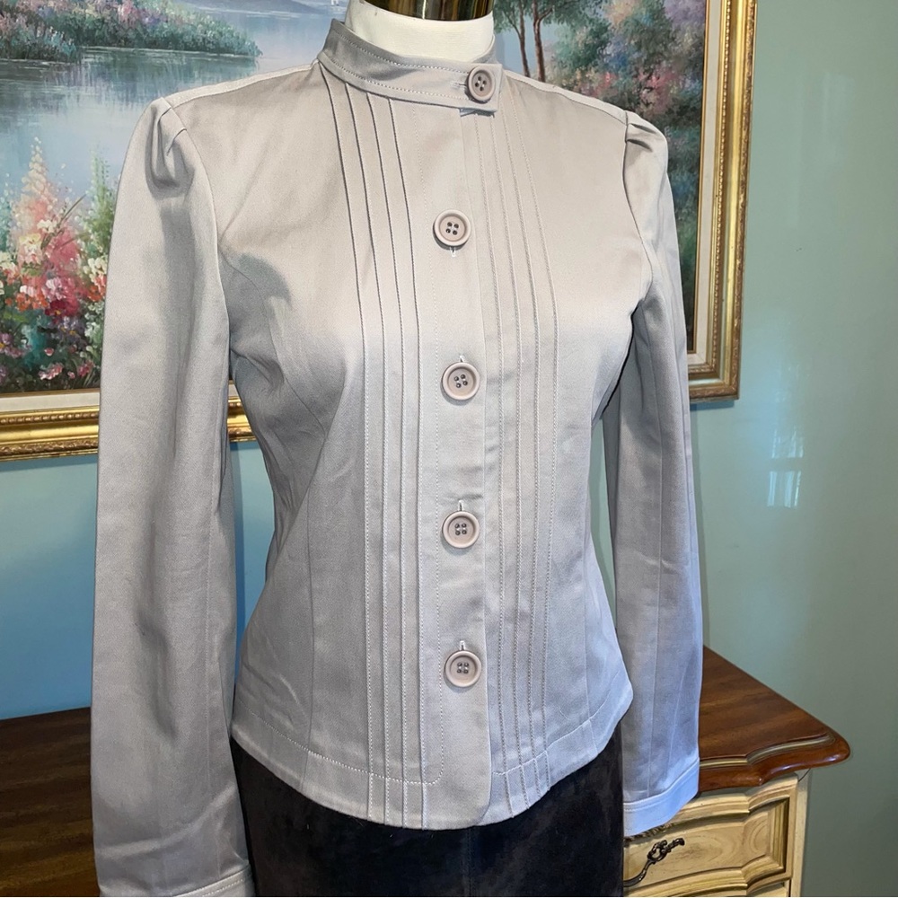 Kenneth Cole Pleated Military Button Front Jacket